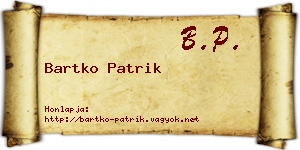 Bartko Patrik névjegykártya